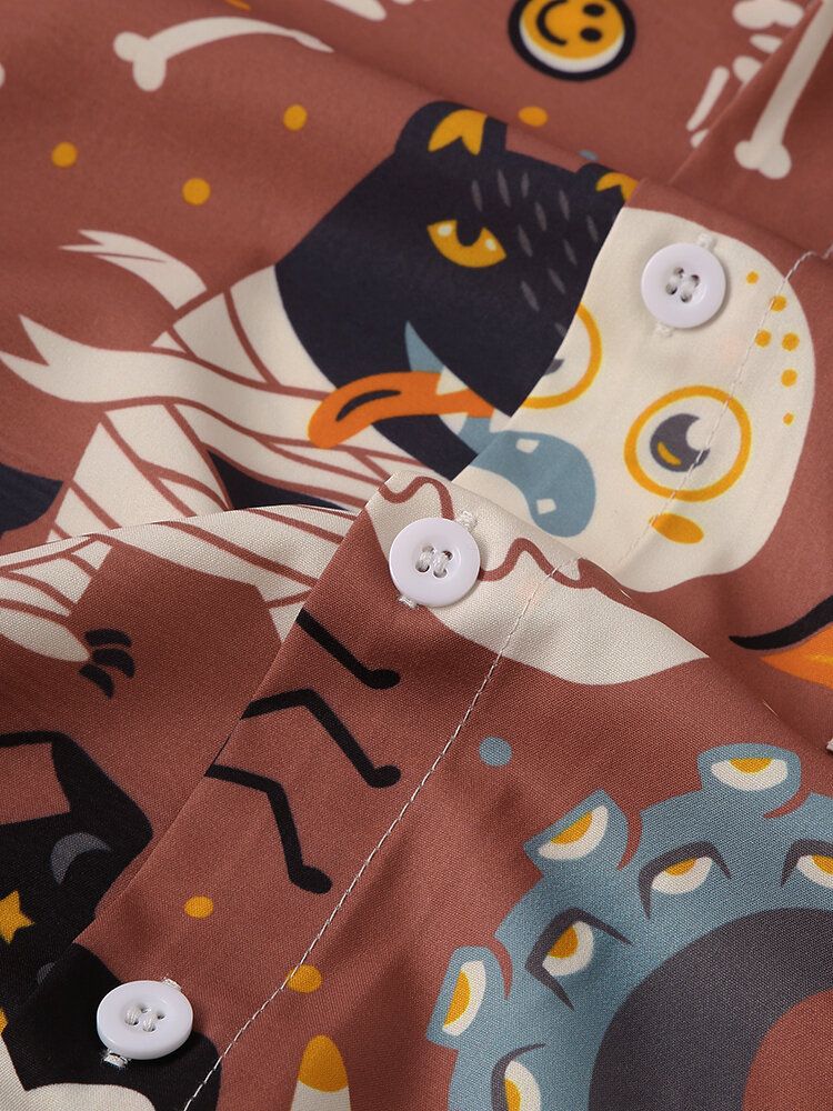 Camisas Casuales De Manga Corta Con Estampado Divertido De Dibujos Animados De Halloween Para Mujer