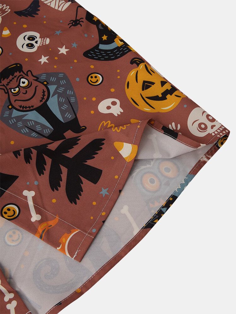 Camisas Casuales De Manga Corta Con Estampado Divertido De Dibujos Animados De Halloween Para Mujer