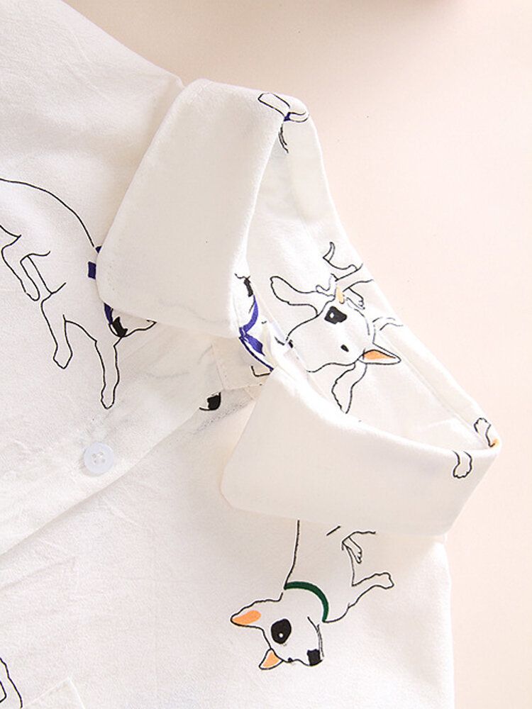 Camisas De Manga Larga Con Bolsillo En El Pecho Con Estampado Animal Informal Para Mujer