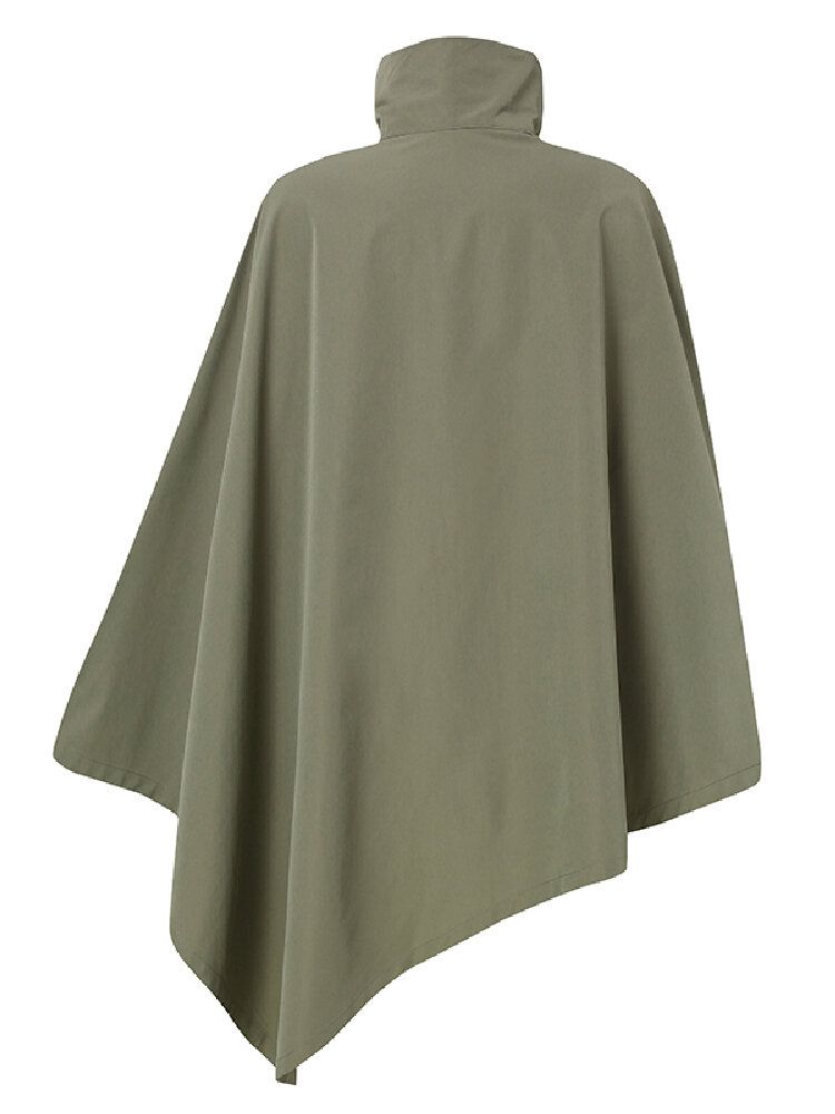 Mujeres Color Sólido Botón Lateral Capa Irregular Poncho Casual Camisas