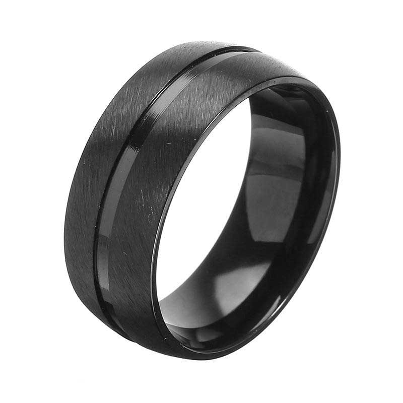 8 mm Anillo De Acero Inoxidable Negro Para Hombre Joyería Accesorios De Ropa