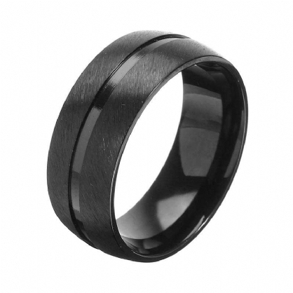 8 mm Anillo De Acero Inoxidable Negro Para Hombre Joyería Accesorios De Ropa