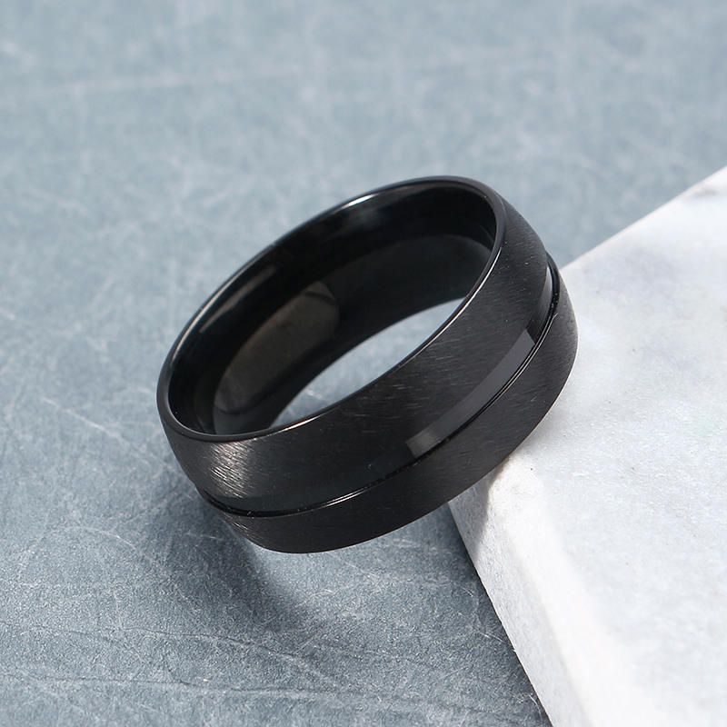 8 mm Anillo De Acero Inoxidable Negro Para Hombre Joyería Accesorios De Ropa