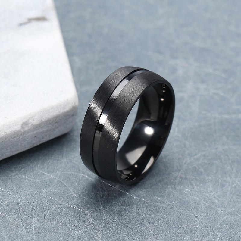 8 mm Anillo De Acero Inoxidable Negro Para Hombre Joyería Accesorios De Ropa