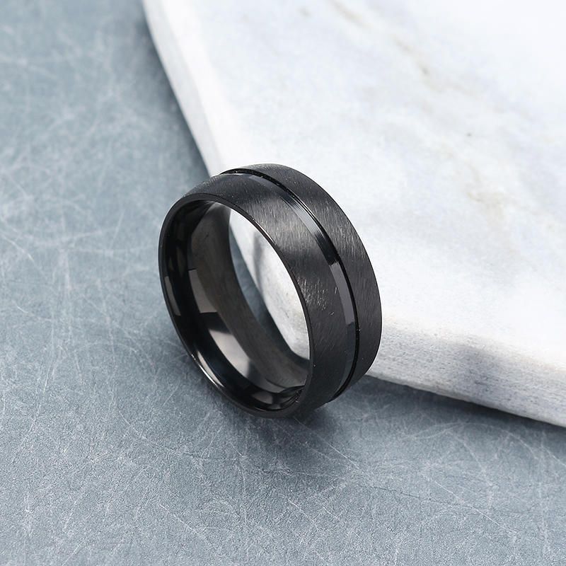 8 mm Anillo De Acero Inoxidable Negro Para Hombre Joyería Accesorios De Ropa