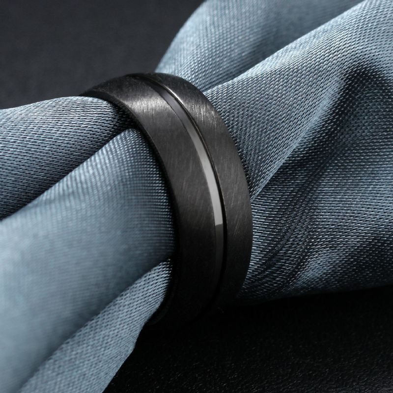 8 mm Anillo De Acero Inoxidable Negro Para Hombre Joyería Accesorios De Ropa