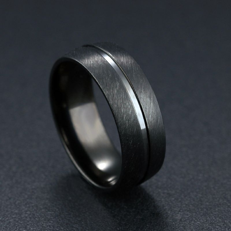 8 mm Anillo De Acero Inoxidable Negro Para Hombre Joyería Accesorios De Ropa