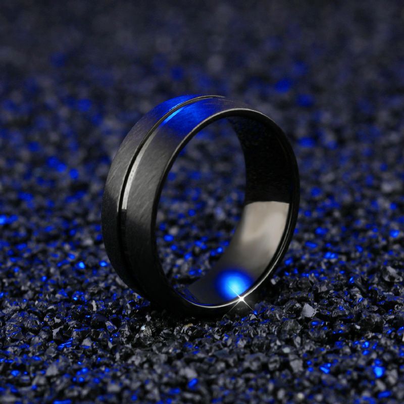 8 mm Anillo De Acero Inoxidable Negro Para Hombre Joyería Accesorios De Ropa