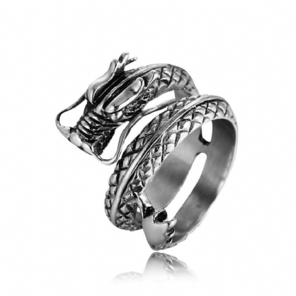 Anillo De Acero Inoxidable Para Hombre Con Dragón Chino Vintage Joyería Para Hombre Con Estuche