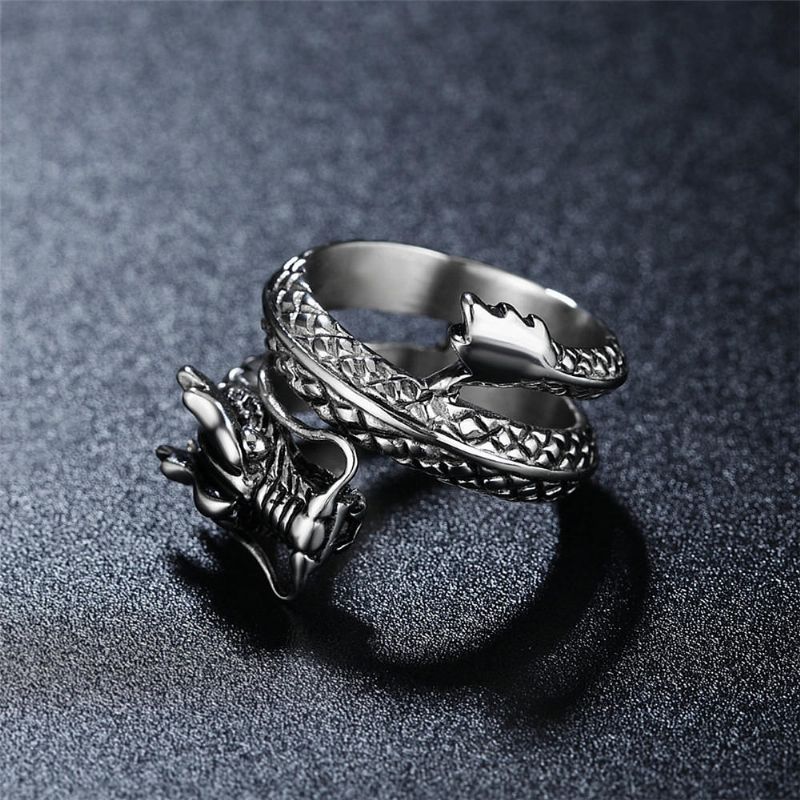 Anillo De Acero Inoxidable Para Hombre Con Dragón Chino Vintage Joyería Para Hombre Con Estuche