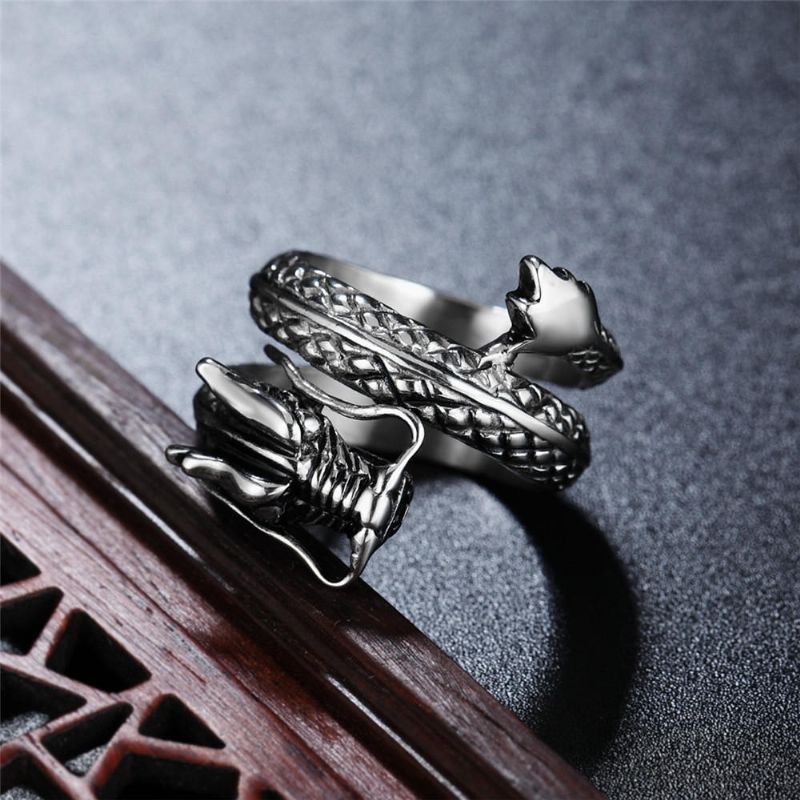 Anillo De Acero Inoxidable Para Hombre Con Dragón Chino Vintage Joyería Para Hombre Con Estuche