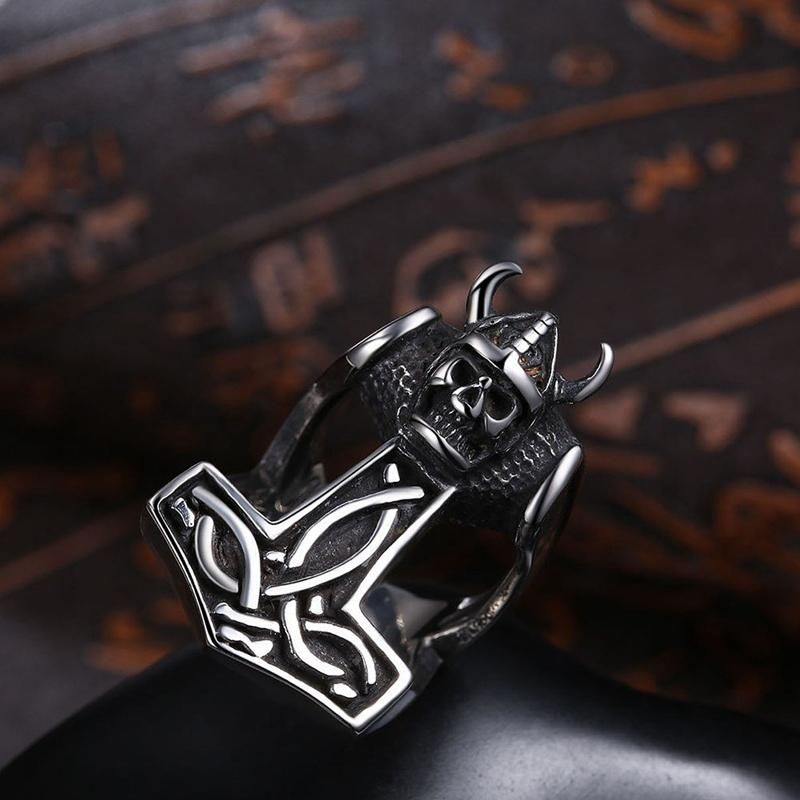 Anillo De Calavera De Acero Inoxidable Punk 316l Anillo De Guerrero Vintage Para Hombre