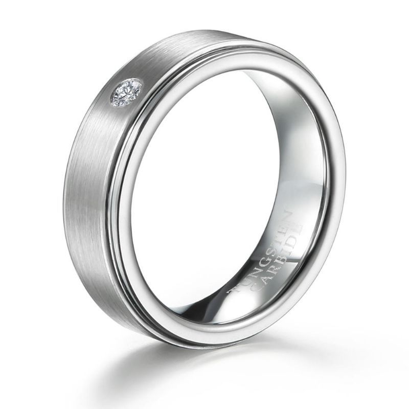 Anillo De Carburo De Tungsteno De 6 mm Anillos A Prueba De Arañazos De Diamante De Acero De Tungsteno Para Hombres