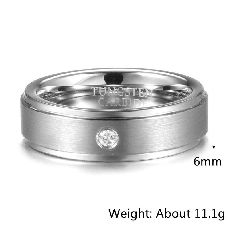 Anillo De Carburo De Tungsteno De 6 mm Anillos A Prueba De Arañazos De Diamante De Acero De Tungsteno Para Hombres