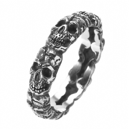 Anillo De Dedo De Acero Inoxidable 316l De Moda Anillo De Cabeza De Calavera Al Por Mayor Para Hombres Joyería De Halloween