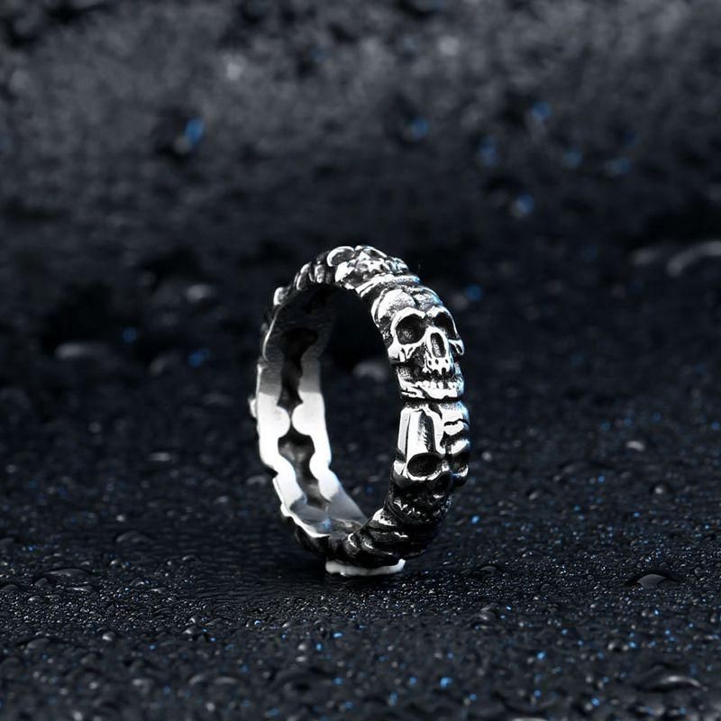 Anillo De Dedo De Acero Inoxidable 316l De Moda Anillo De Cabeza De Calavera Al Por Mayor Para Hombres Joyería De Halloween