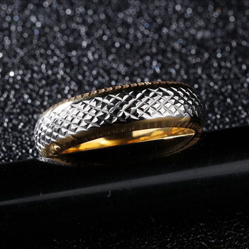 Anillo De Dedo De Acero Inoxidable De Color Dorado Punk Anillo De Geometría Negra De Hip Hop Para Hombres