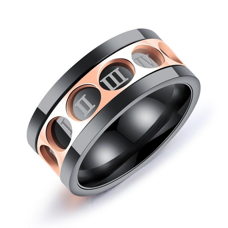 Anillo De Dedo De Acero Inoxidable De Moda Doce Anillo Giratorio Digital De Roma Para Hombres