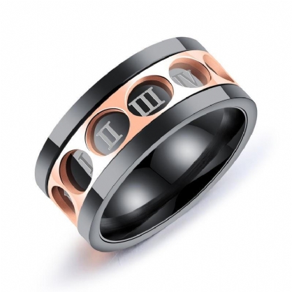 Anillo De Dedo De Acero Inoxidable De Moda Doce Anillo Giratorio Digital De Roma Para Hombres