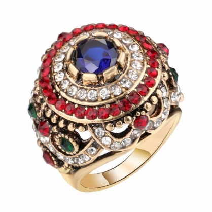 Anillo De Dedo Chapado En Oro Bohemio Ópalo Azul Resina Cristal Anillos Huecos Regalo Étnico Para Mujeres