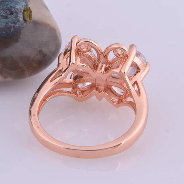 Anillo De Dedo De Mariposa De Cristal De Circón Chapado En Oro Rosa Platino Para Mujer