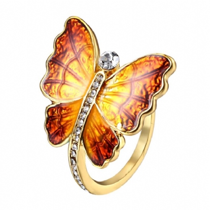 Anillo De Dedo De Mariposa De Esmalte Dulce Anillos De Personalidad De Diamante De Insectos De Moda Regalo Para Mujeres