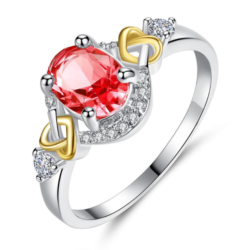 Anillo De Dedo De Moda Doble Corazón Colorido Micro Zircon Anillos Joyería Accesorios De Mano Para Mujeres