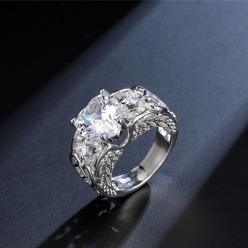 Anillo De Dedo De Rubí Hueco Con Forma De Corazón Dulce Anillo De Boda Para Mujer Regalo