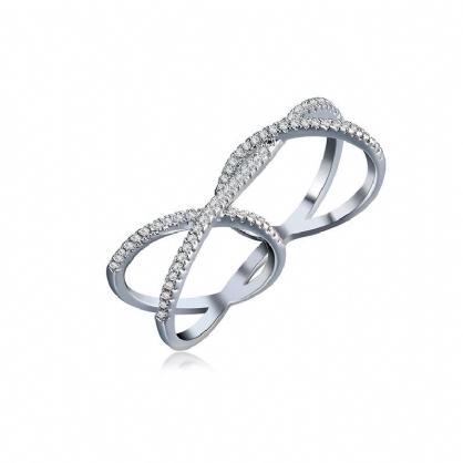 Anillo Doble De Estilo Simple De Moda Elegante Anillo Especial De Circón Para Mujer