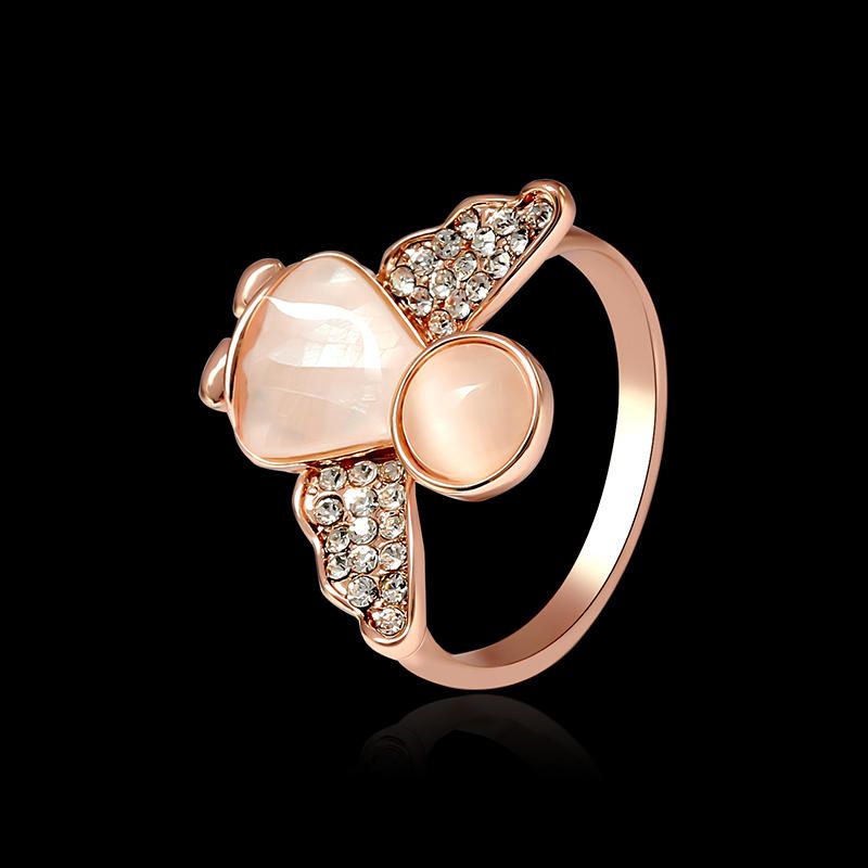 Anillo De Ópalo De Ángel Dulce Accesorios De Ropa Joyas Analérgicas Chapadas En Oro Rosa Para Mujeres