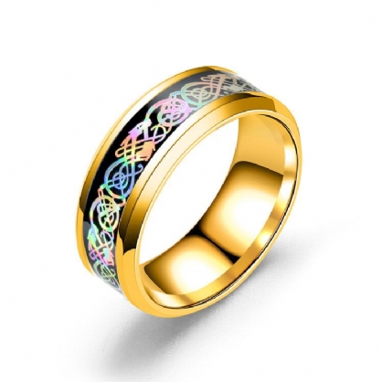 Anillo De Patrón De Dragón De Acero Inoxidable De Moda Anillos De Pareja Multicolor Para Su Regalo Para Él