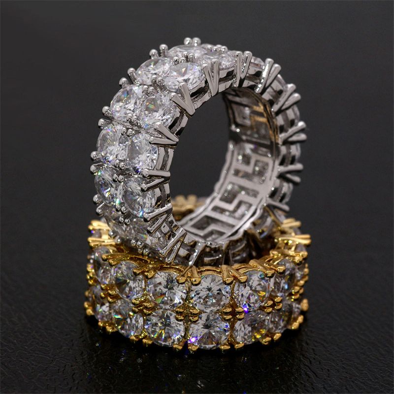 Anillos De Circonita Geométrica Chapada En Oro Hombres C Bling Pinky Ring Decor 8-11 Tamaño