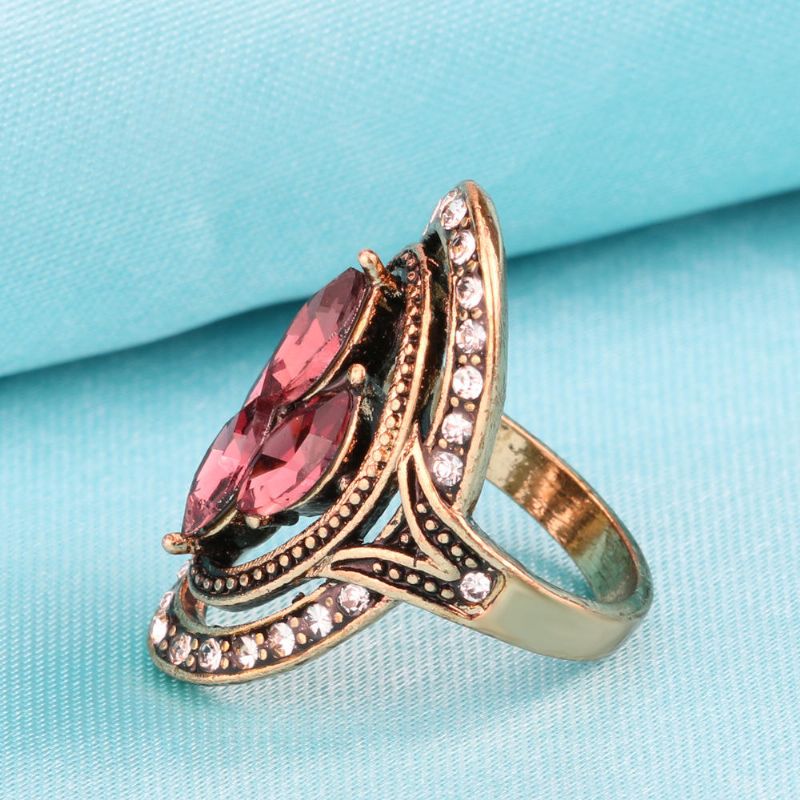 Anillos De Dedo De Cristal De Piedras Preciosas Rojas Bohemias Joyería De Anillo Geométrico Ovalado Hueco Étnico Para Mujer