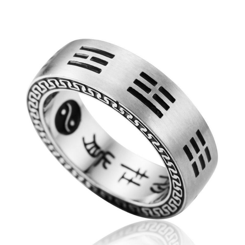 Anillos De Mantra De Nueve Palabras De Acero De Titanio Anillo De Dedo Chino De Chismes Yin Yang Para Hombres