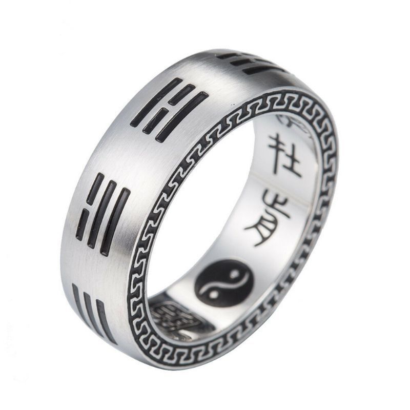 Anillos De Mantra De Nueve Palabras De Acero De Titanio Anillo De Dedo Chino De Chismes Yin Yang Para Hombres