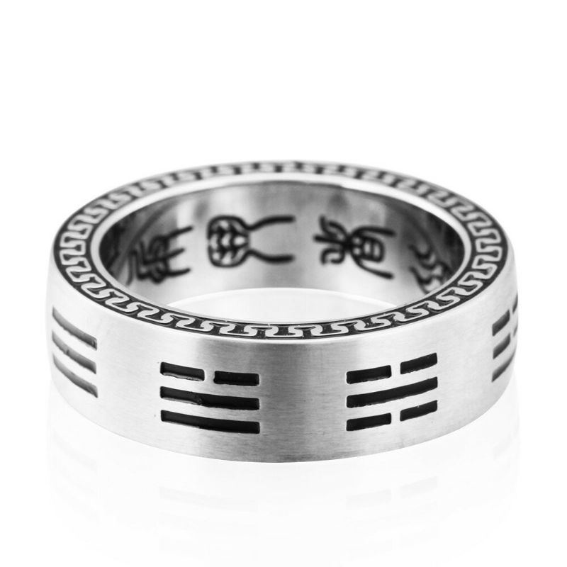 Anillos De Mantra De Nueve Palabras De Acero De Titanio Anillo De Dedo Chino De Chismes Yin Yang Para Hombres