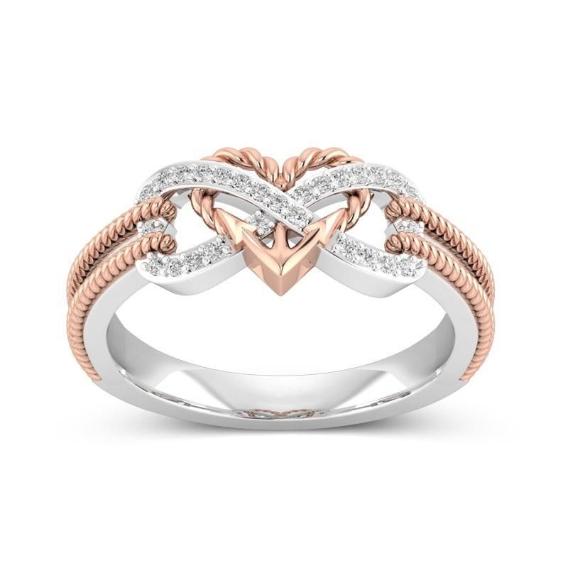 Anillos De Platino Huecos Con Incrustaciones De Circonio Especial Anillo De Dedo De Cruz De Corazón Con Nudo Infinito Para Mujer