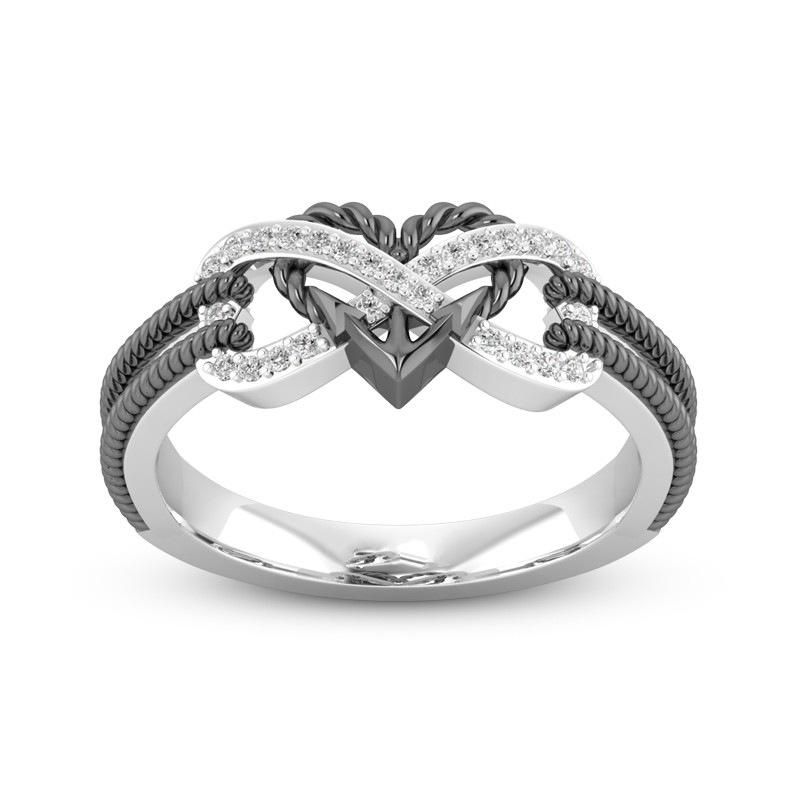 Anillos De Platino Huecos Con Incrustaciones De Circonio Especial Anillo De Dedo De Cruz De Corazón Con Nudo Infinito Para Mujer