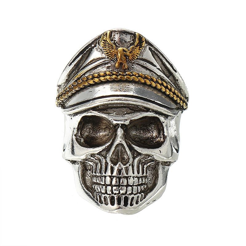 Cool Skull Head Anillo De Dedo Ajustable Anillo De Doble Águila Vintage Para Hombres