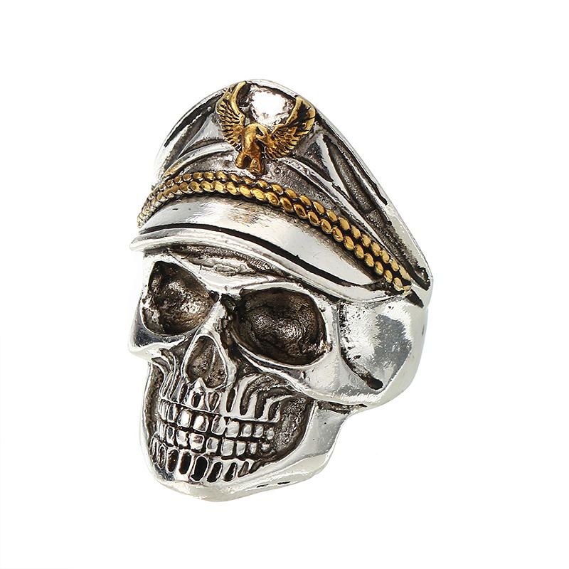 Cool Skull Head Anillo De Dedo Ajustable Anillo De Doble Águila Vintage Para Hombres