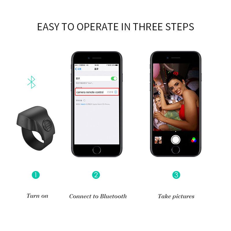 Dispositivos Portátiles Multifuncionales Ajustables Anillo De Dedo Inteligente Teléfono Bluetooth Anillo Control Remoto Bluetooth 5.1