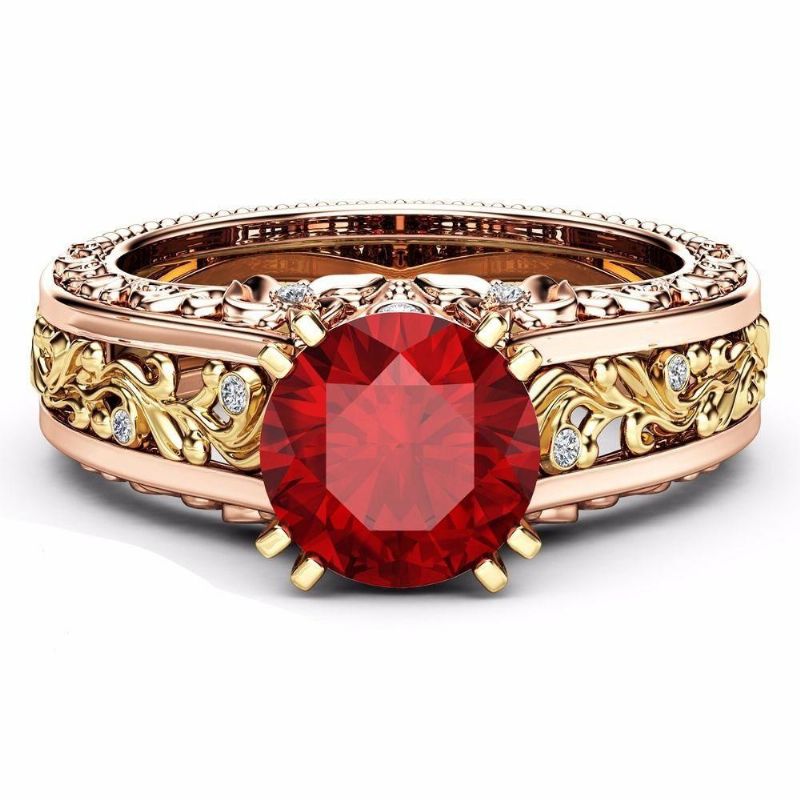 Elegante Anillo De Circonita De Cobre Hueco Con Patrón De Oro Rosa Regalo De San Valentín Para Mujer