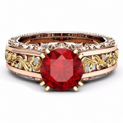 Elegante Anillo De Circonita De Cobre Hueco Con Patrón De Oro Rosa Regalo De San Valentín Para Mujer