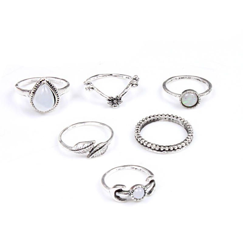 Fashion Sunflower Moon Sun Rings Set 14 Piezas Kit De Anillo De Diamantes De Imitación Para Mujer