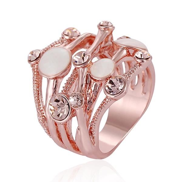 Línea Entrelazada Irregular Anillo De Ópalo De Oro Rosa Accesorios De Ropa Joyería De Moda Para Mujer