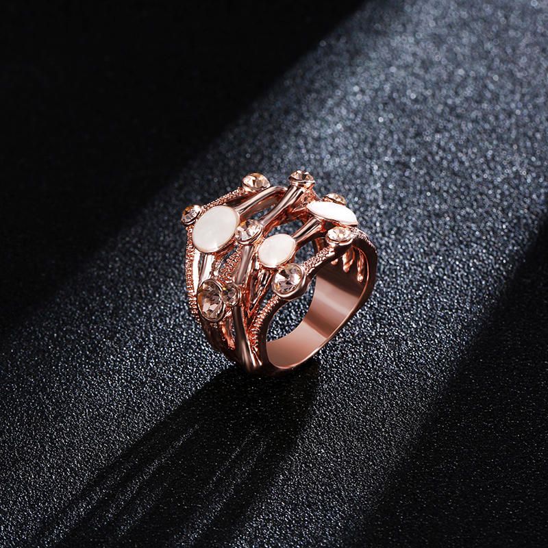 Línea Entrelazada Irregular Anillo De Ópalo De Oro Rosa Accesorios De Ropa Joyería De Moda Para Mujer