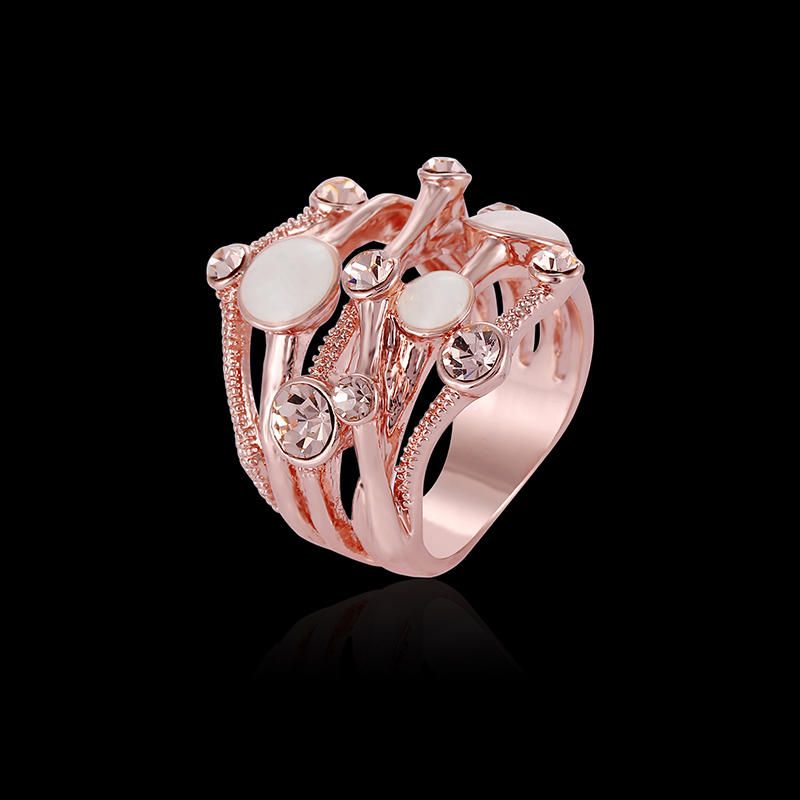 Línea Entrelazada Irregular Anillo De Ópalo De Oro Rosa Accesorios De Ropa Joyería De Moda Para Mujer