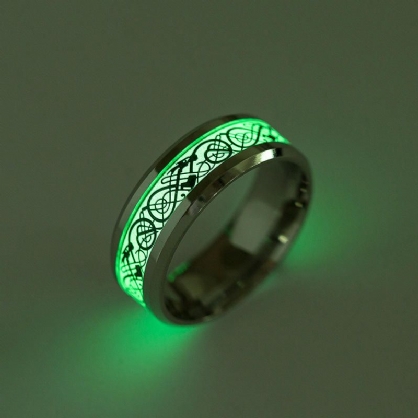 Moda Luminoso Anillo De Dedo De Acero Inoxidable Patrón De Dragón Regalo Punk Para Hombres