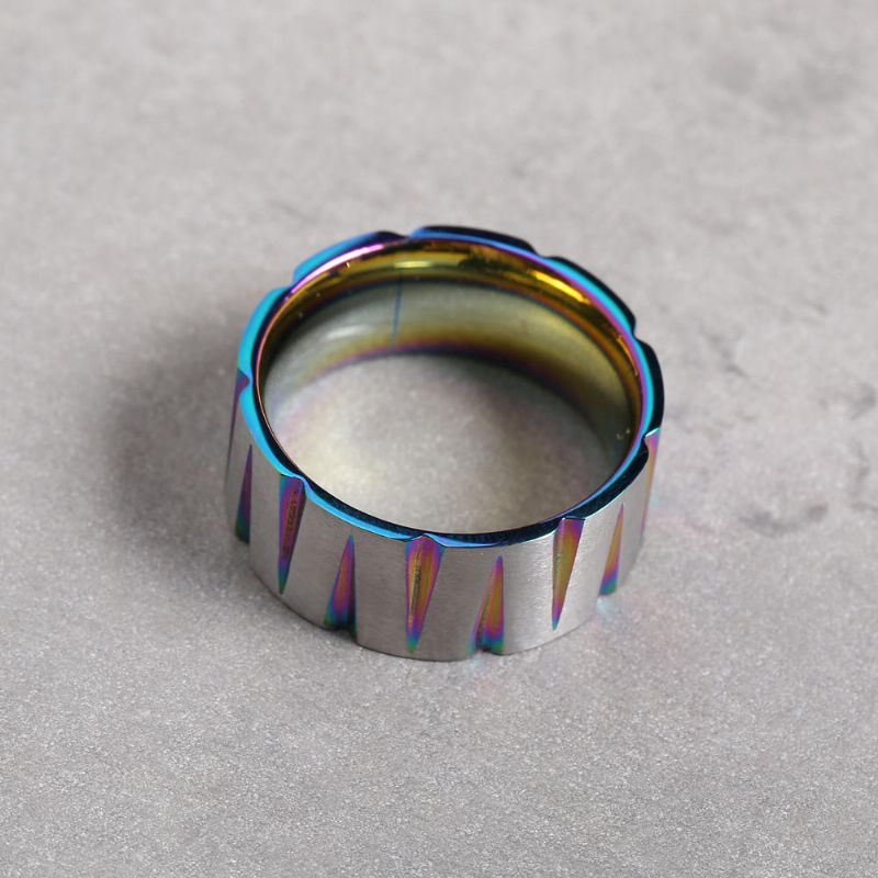 Punk Colorido Dibujo De Alambre Anillo De Dedo De Acero Inoxidable Cono Geométrico Anillos De Compromiso Unisex