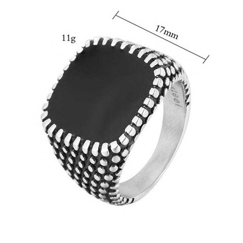 Retro Drops Ring Polka Dot Square Anillo De Acero Inoxidable Para Hombres Joyas Para Hombres Con Estuche